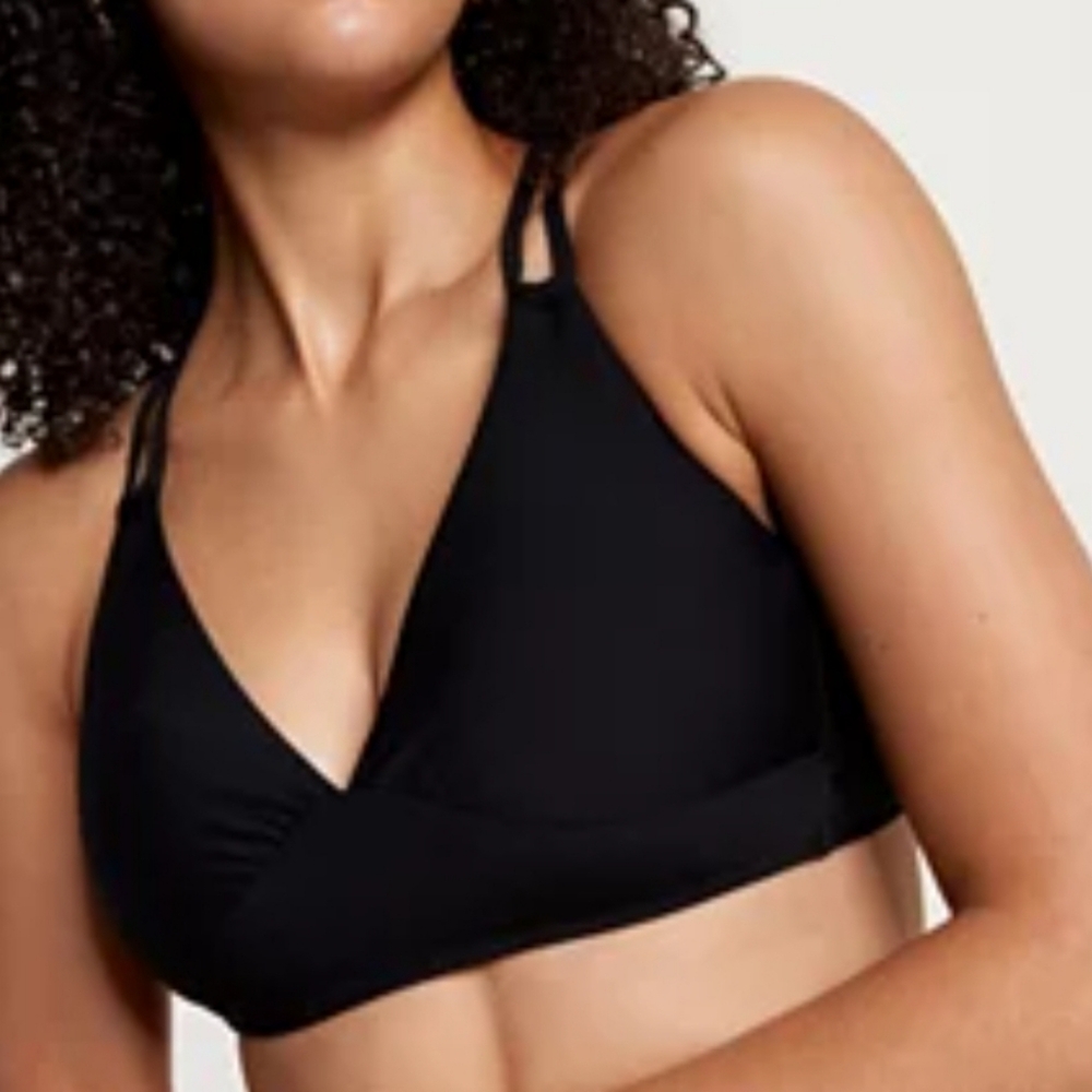 CALIA Double Strap Triangle Bikini Low Support Swim Top:BLACK: NEW WITH TAG: XXL
